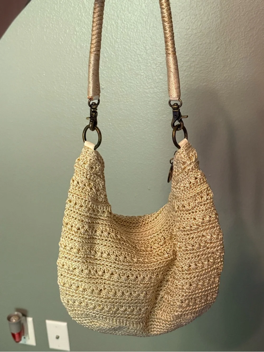 The Sak Woven Cream Hobo Shoulder Bag - Casual Chic Handbag
